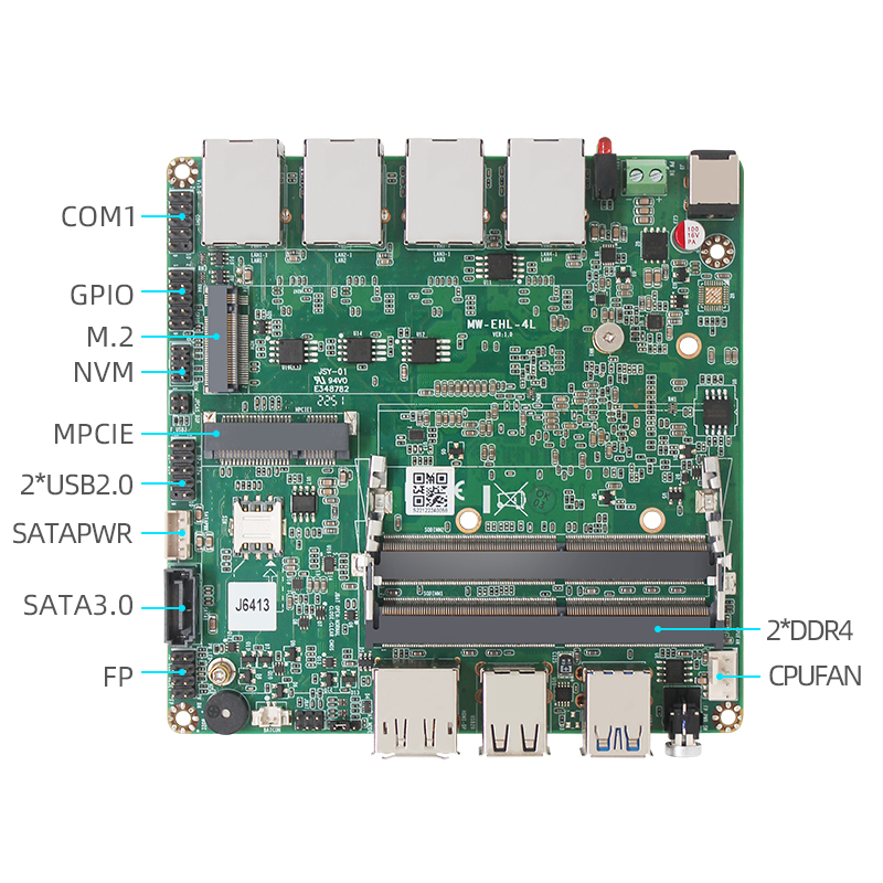 Intel J6412/J6413 four 2.5G network port industrial motherboard