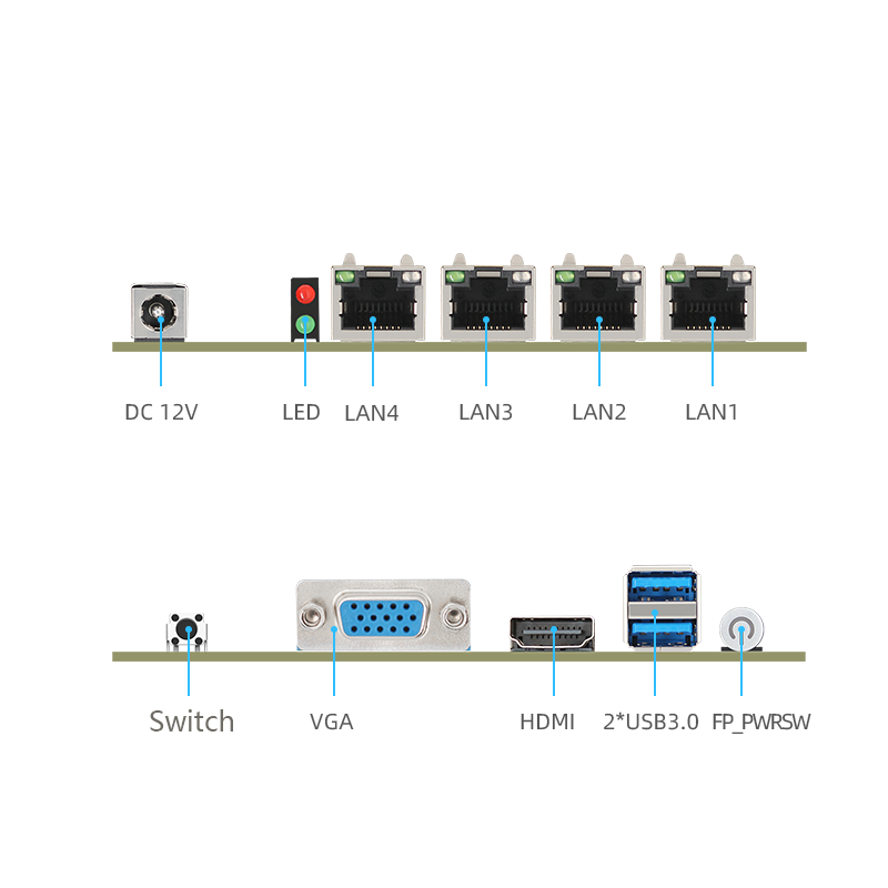 J4125 mini industrial control small motherboard 4*2.5G network port NUC 4K vision machine