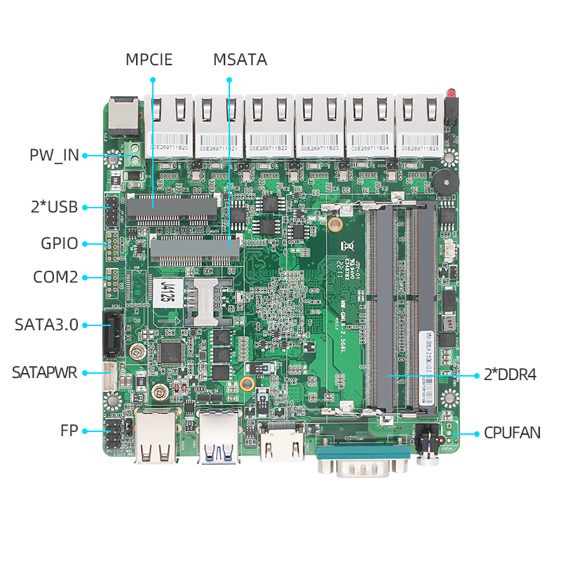 Mini industrial control J4125 small motherboard 6*2.5G network port micro all-in-one NUC industrial computer